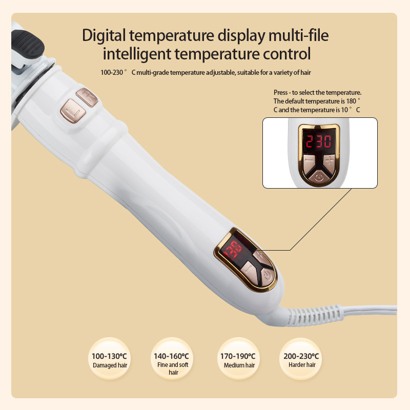 Ceramic Curling Iron Collection — Auto-Rotating Comb & LCD Digital Wands