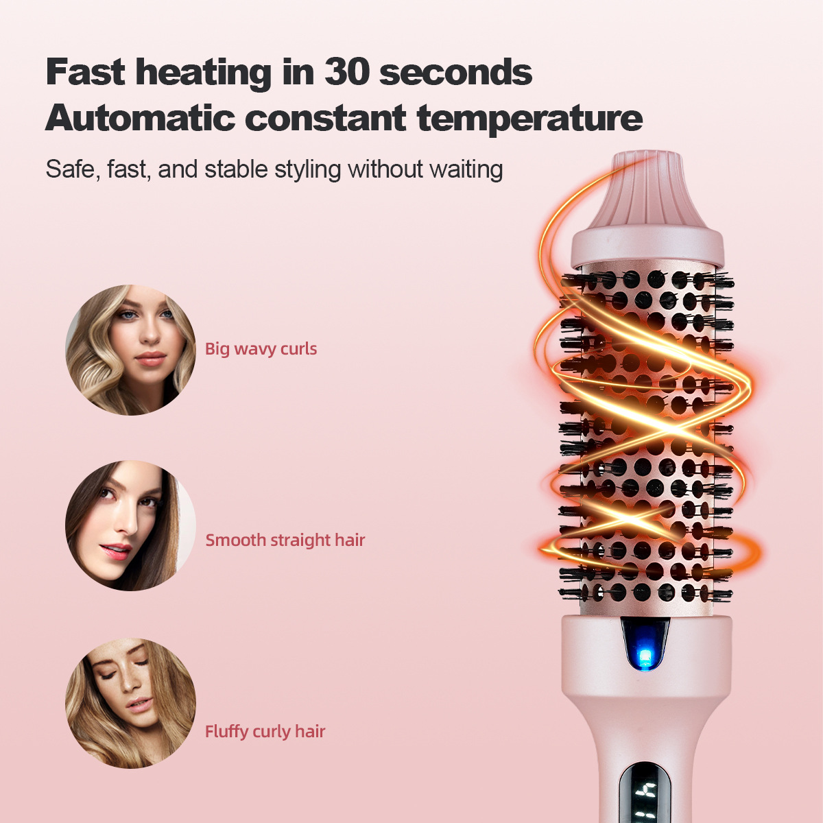 Electric Hair Straightener Brush — 2-in-1 Volumizing & Infrared Styling Comb