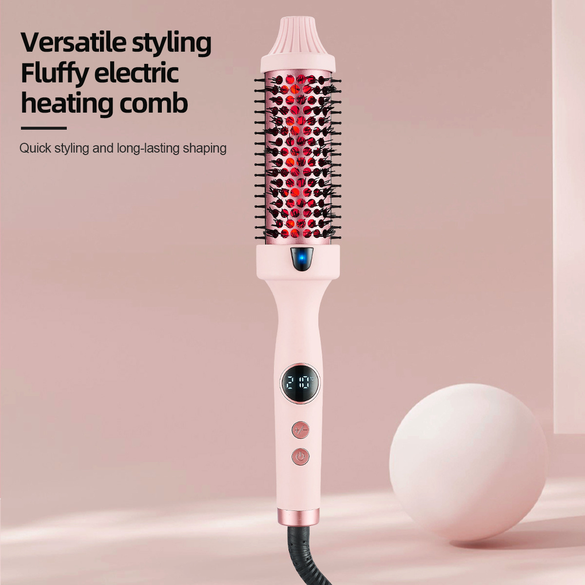 Electric Hair Straightener Brush — 2-in-1 Volumizing & Infrared Styling Comb