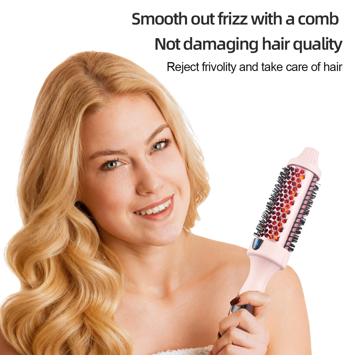 Electric Hair Straightener Brush — 2-in-1 Volumizing & Infrared Styling Comb