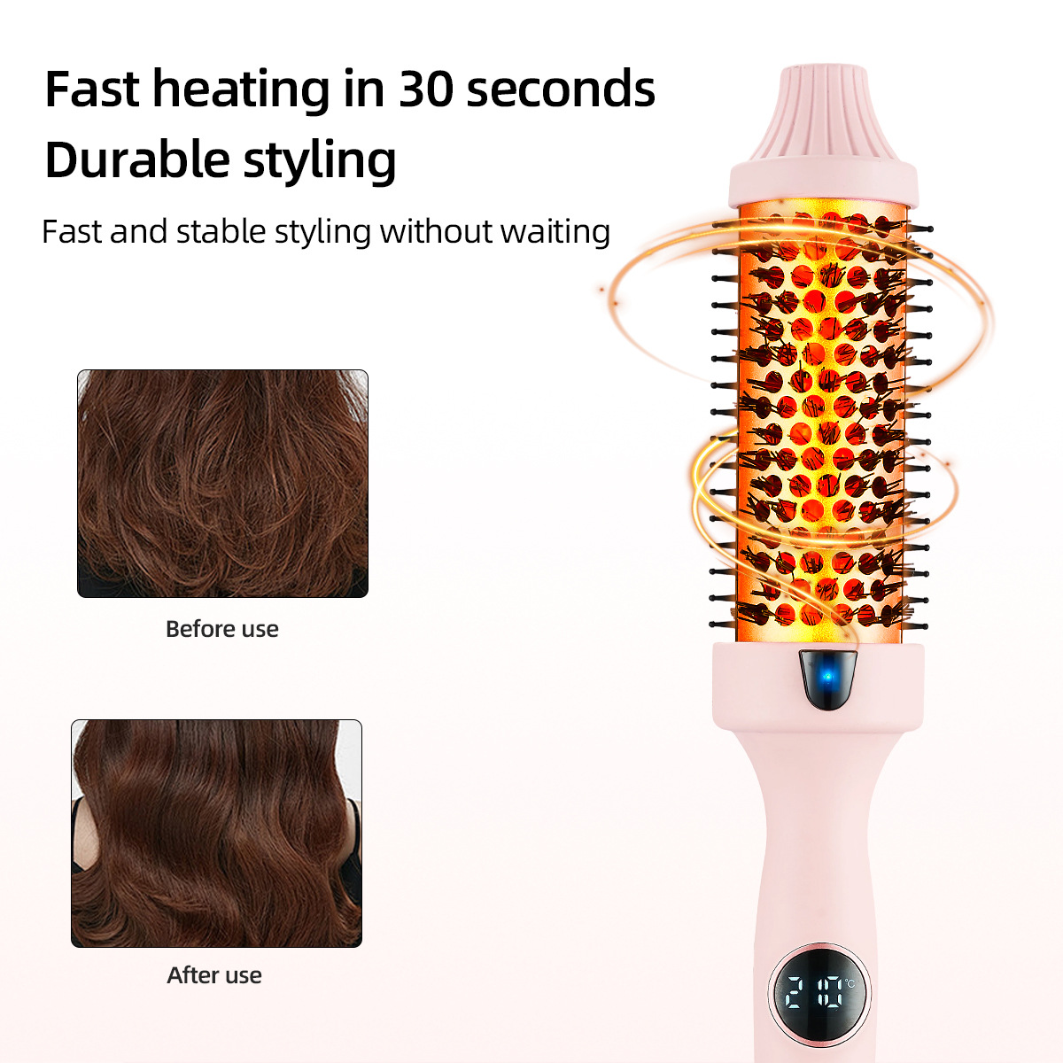 Electric Hair Straightener Brush — 2-in-1 Volumizing & Infrared Styling Comb