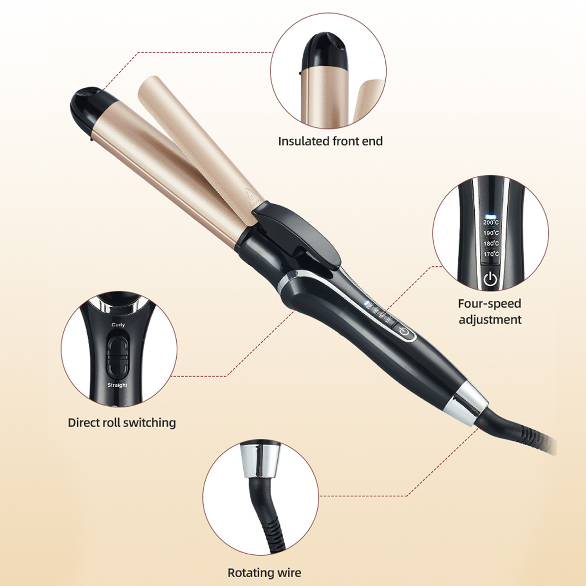 LCD 2-in-1 Hair Curler & Straightener — Ceramic 32mm Dual-Purpose Iron