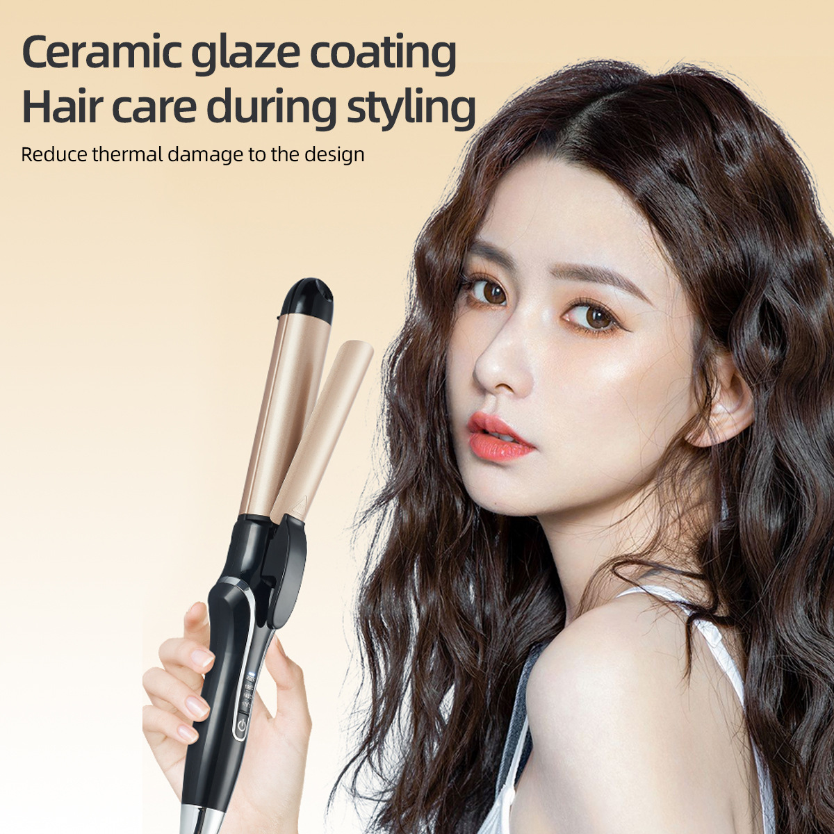 LCD 2-in-1 Hair Curler & Straightener — Ceramic 32mm Dual-Purpose Iron