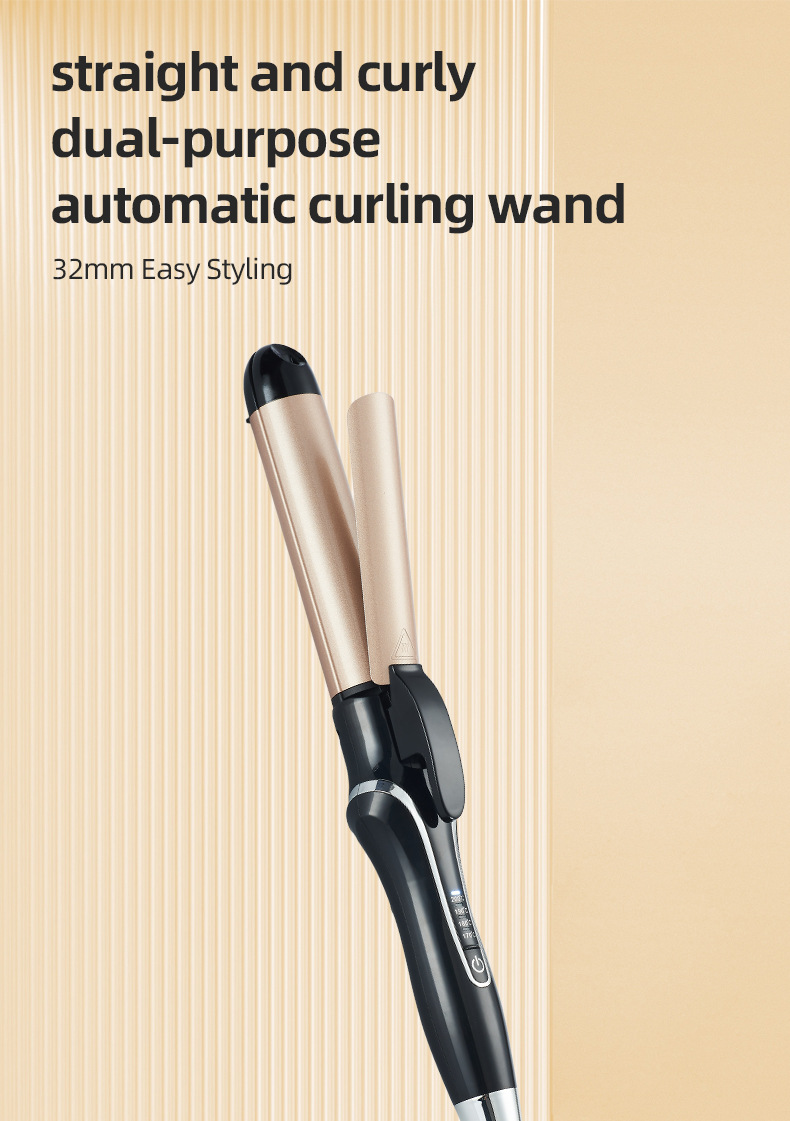 LCD 2-in-1 Hair Curler & Straightener — Ceramic 32mm Dual-Purpose Iron