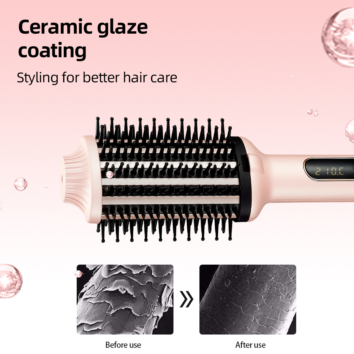 Wavy Barrel Styling Comb — 80W Fast-Heat Ceramic Volumizing Brush