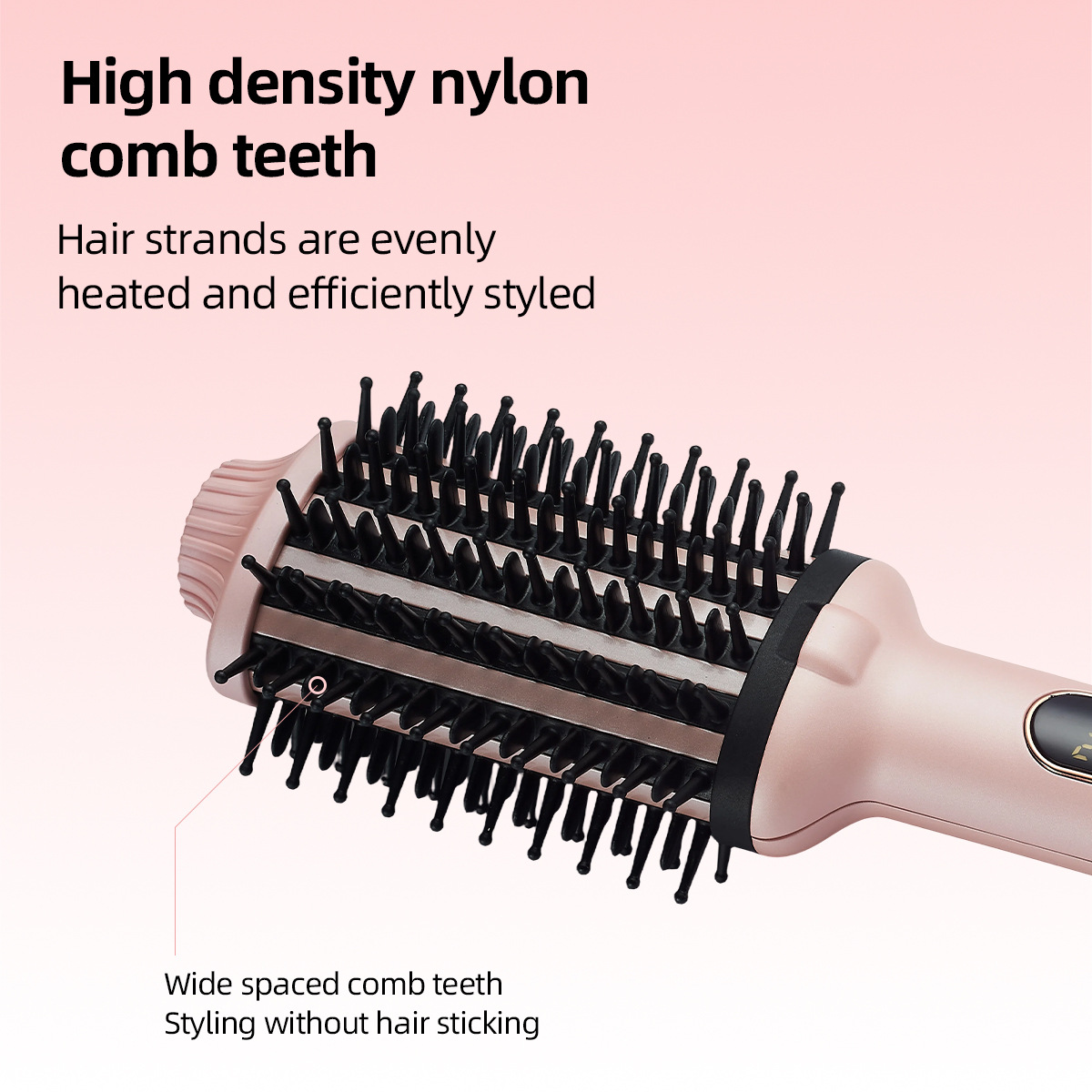 Wavy Barrel Styling Comb — 80W Fast-Heat Ceramic Volumizing Brush