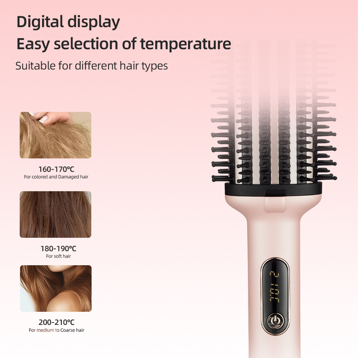 Wavy Barrel Styling Comb — 80W Fast-Heat Ceramic Volumizing Brush