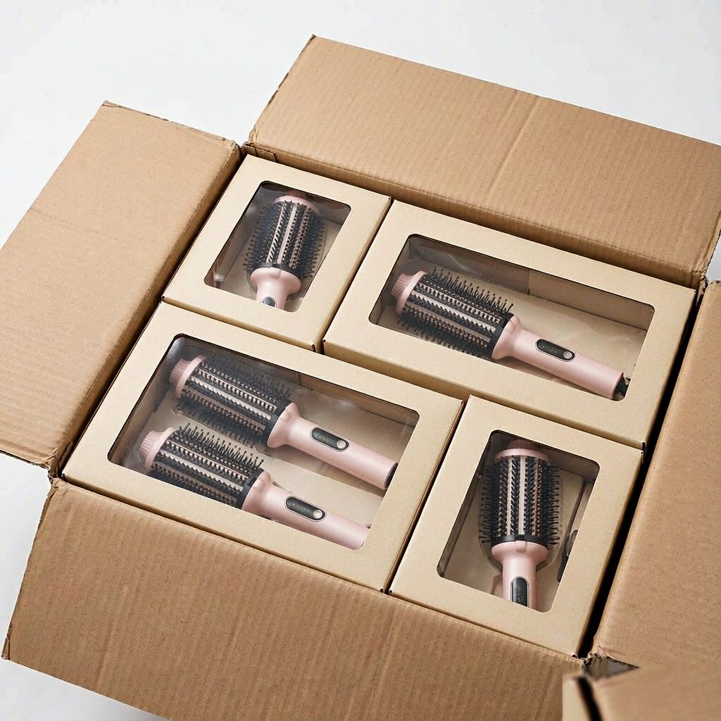 Wavy barrel styling combs in retail boxes inside export carton — AGJewel wholesale packaging