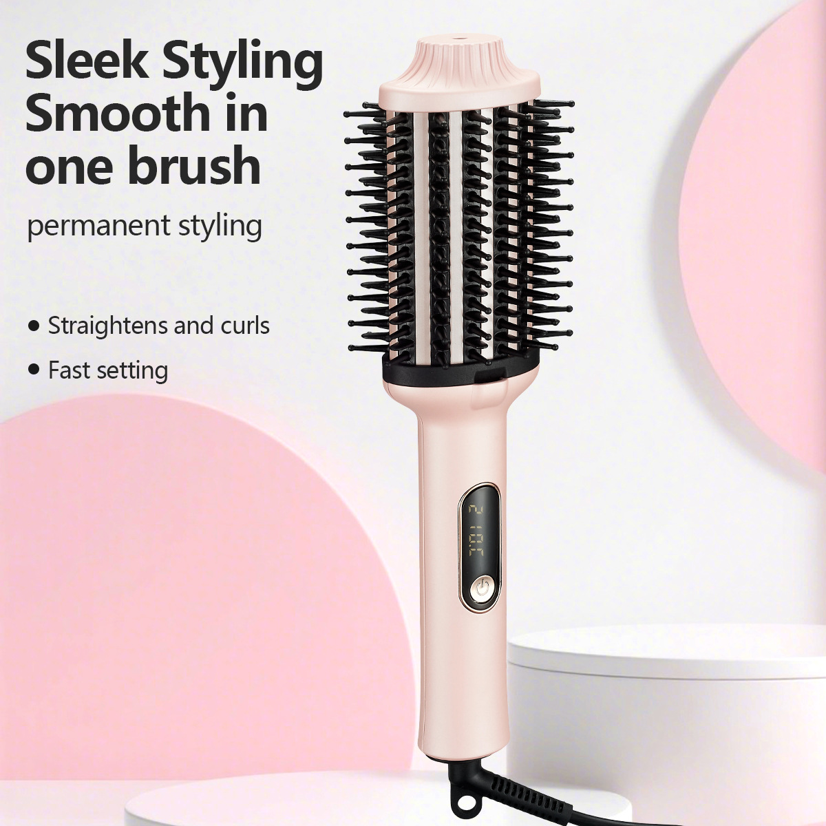 Wavy Barrel Styling Comb — 80W Fast-Heat Ceramic Volumizing Brush