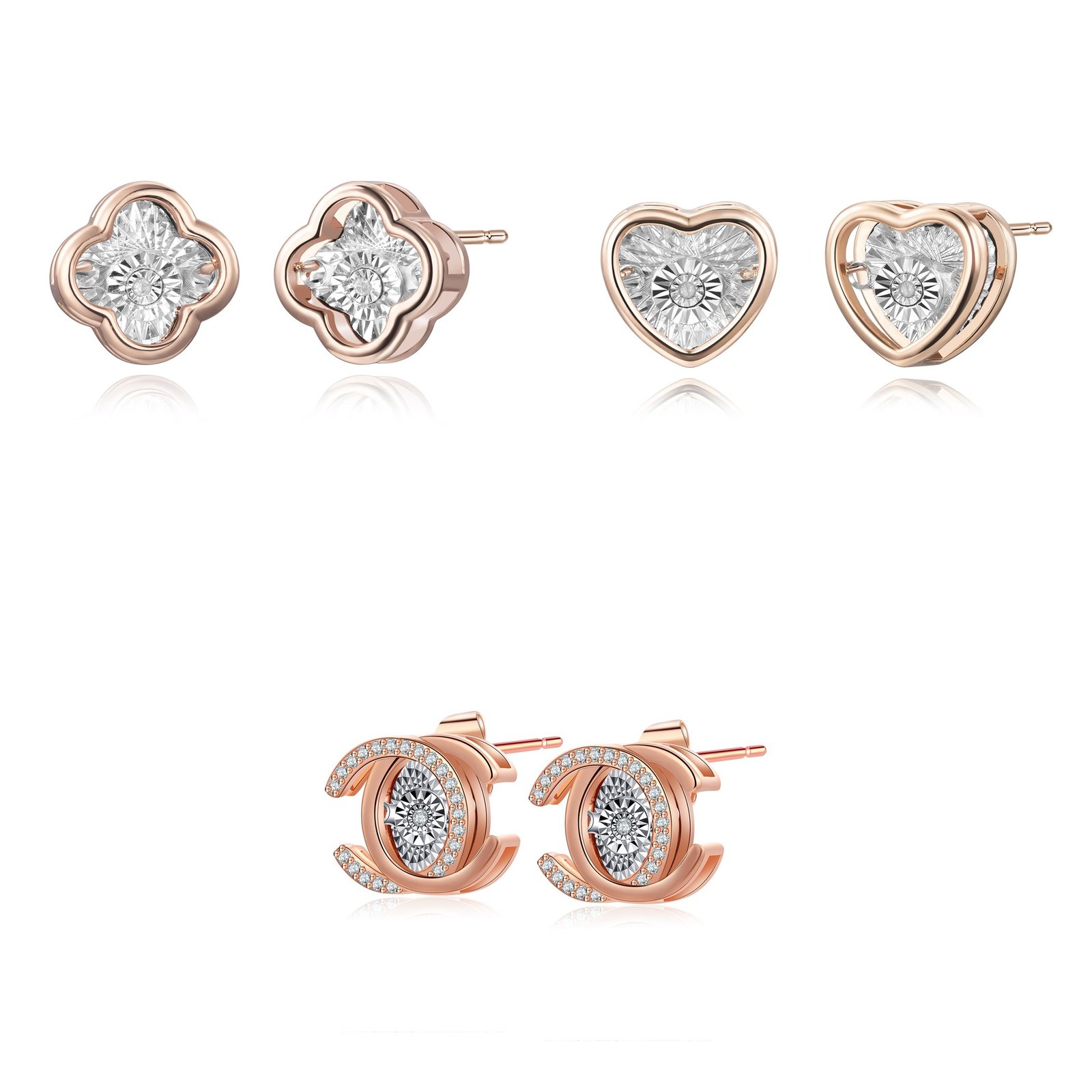 Dancing Diamond Stud Earrings — 3-Style Sample Set — AGJewel