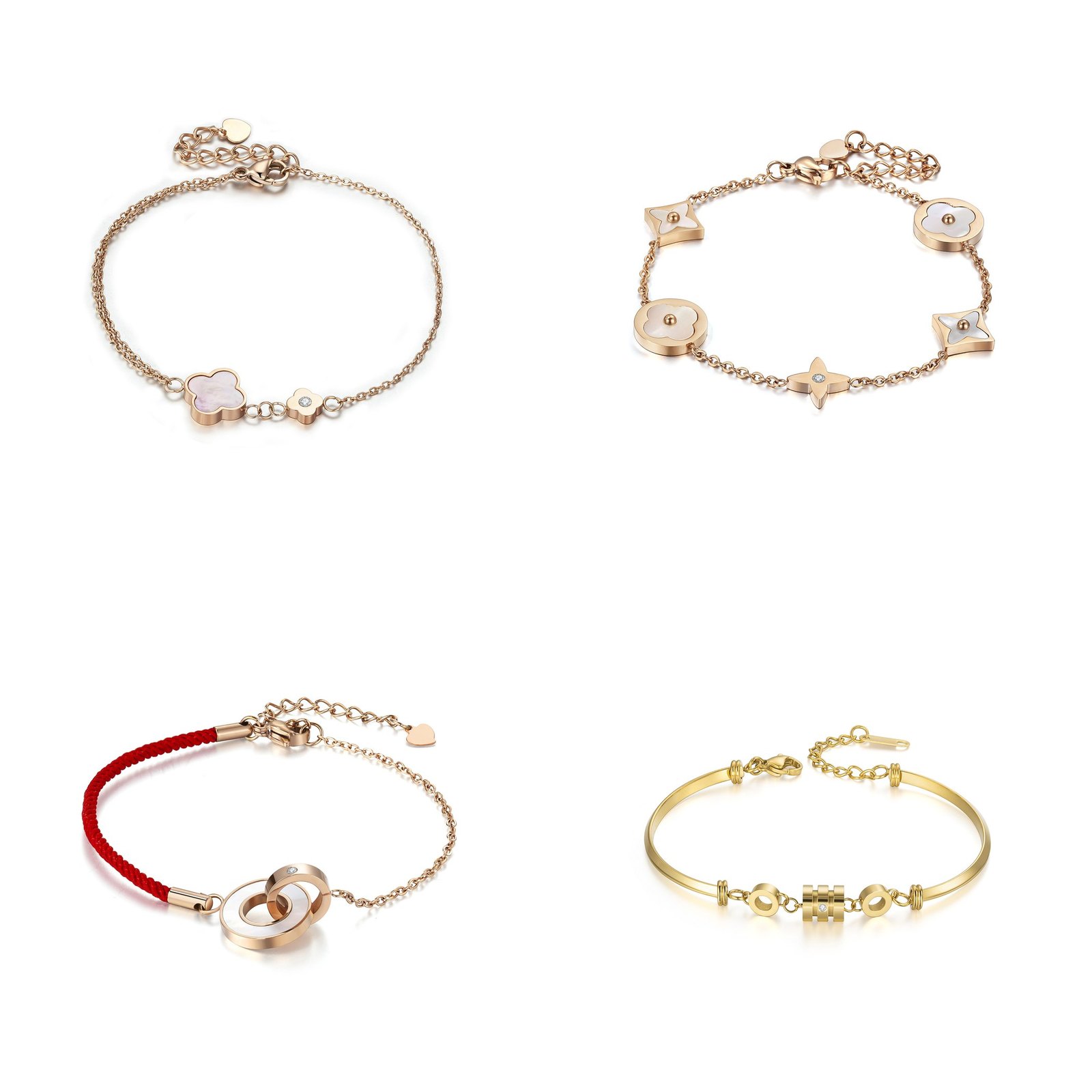 Stainless Steel Diamond Bracelets — 4-Style Sample Set